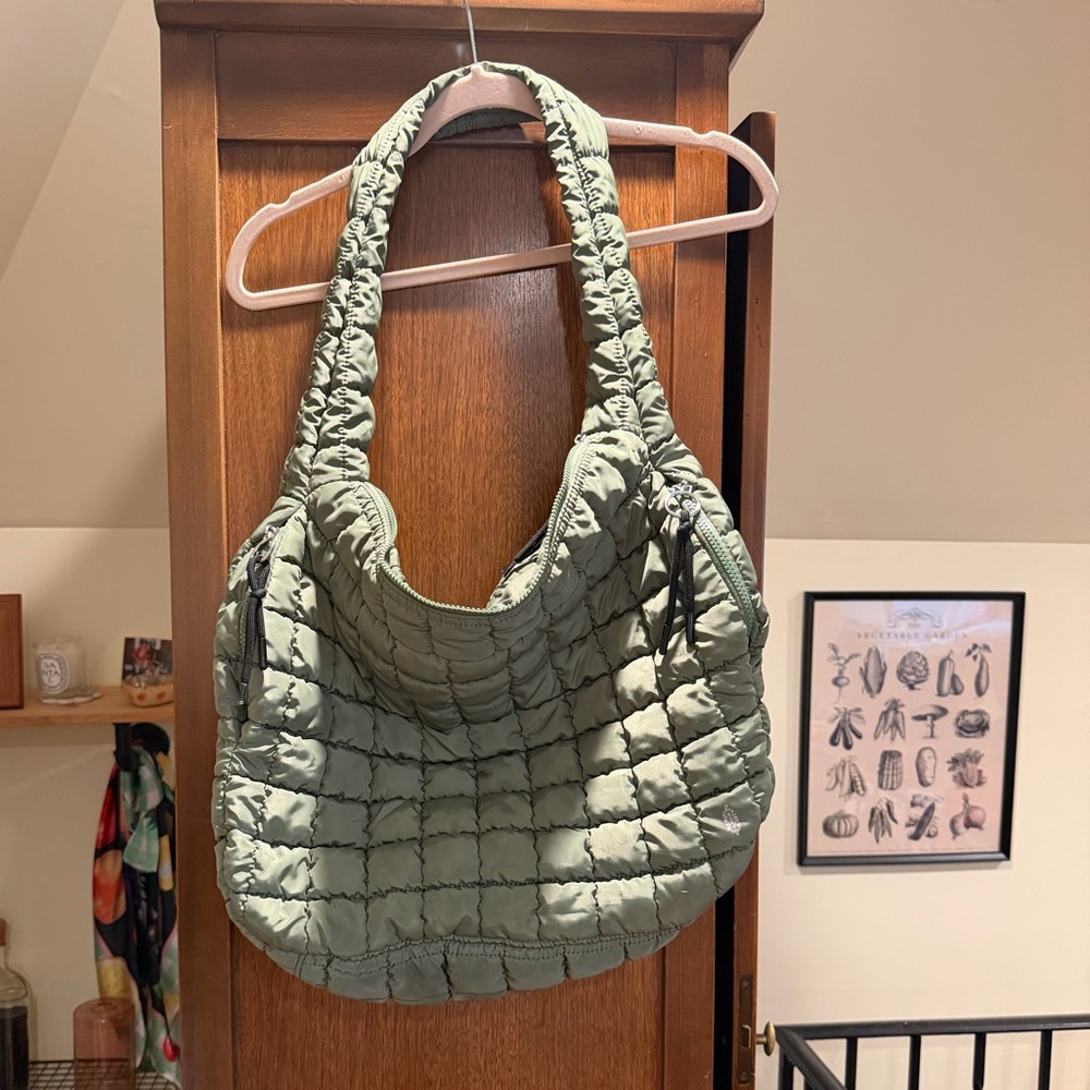 Free People Quilted Olive Green Shoulder Bag